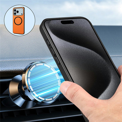 DENIOR A08+1 For iPhone 17 Pro Max Magnetic Case Calf Texture Leather + PC + TPU Phone Cover