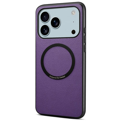 DENIOR A08+1 For iPhone 17 Pro Max Magnetic Case Calf Texture Leather + PC + TPU Phone Cover