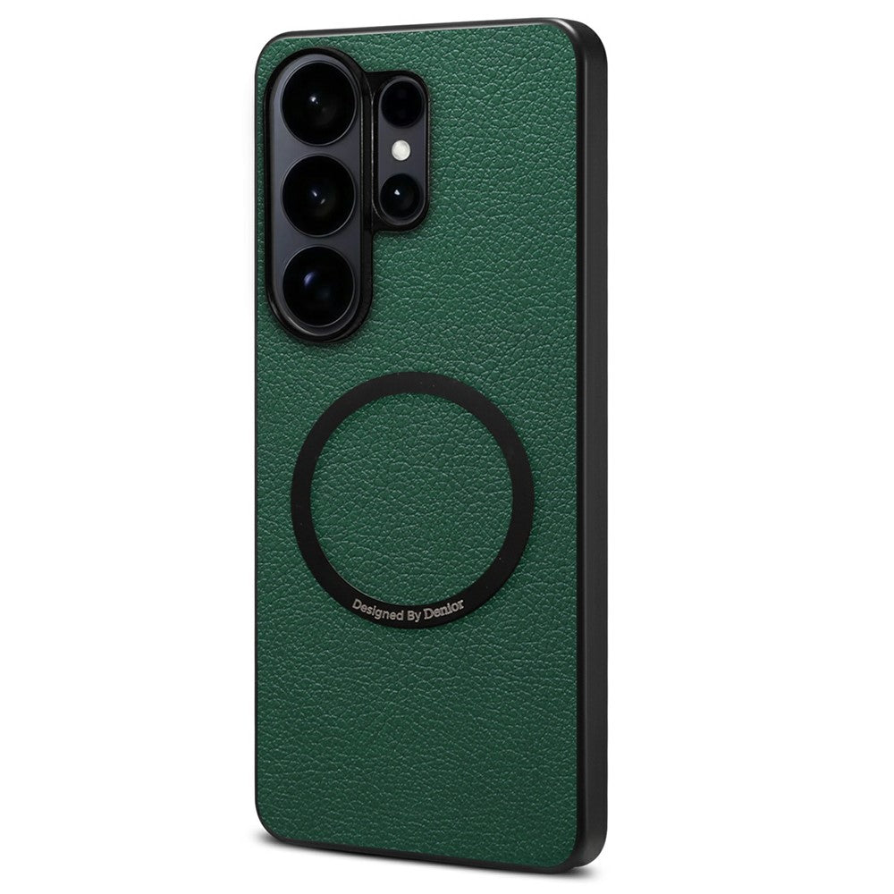 DENIOR A08+1 For Samsung Galaxy S26 Ultra Magnetic Case Calf Texture Leather + PC + TPU Phone Cover