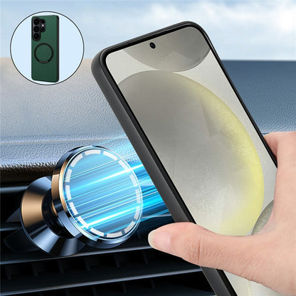 DENIOR A08+1 For Samsung Galaxy S26 Ultra Magnetic Case Calf Texture Leather + PC + TPU Phone Cover