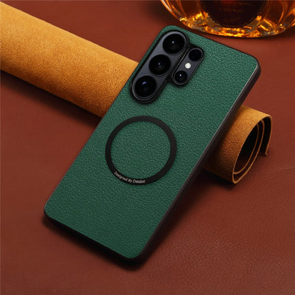 DENIOR A08+1 For Samsung Galaxy S26 Ultra Magnetic Case Calf Texture Leather + PC + TPU Phone Cover