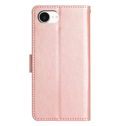 For iPhone 17e Leather Wallet Case Butterfly Flower Imprinted Phone Cover with Strap