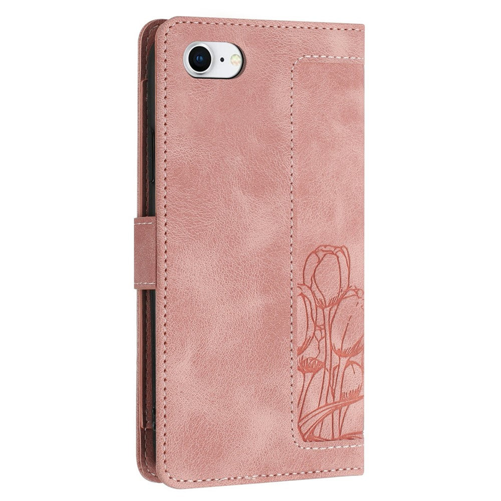 For iPhone 17e Case Tulip Leather Phone Cover with 5 Card Slots Wallet