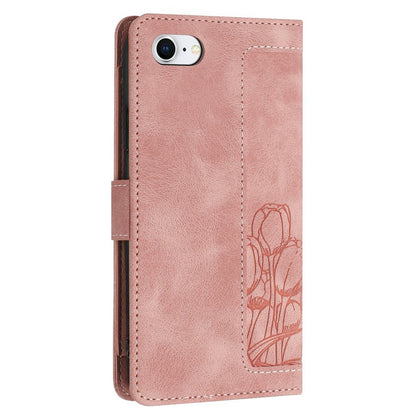 For iPhone 17e Case Tulip Leather Phone Cover with 5 Card Slots Wallet
