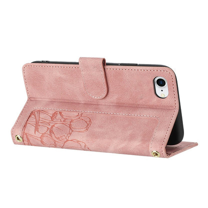 For iPhone 17e Case Tulip Leather Phone Cover with 5 Card Slots Wallet