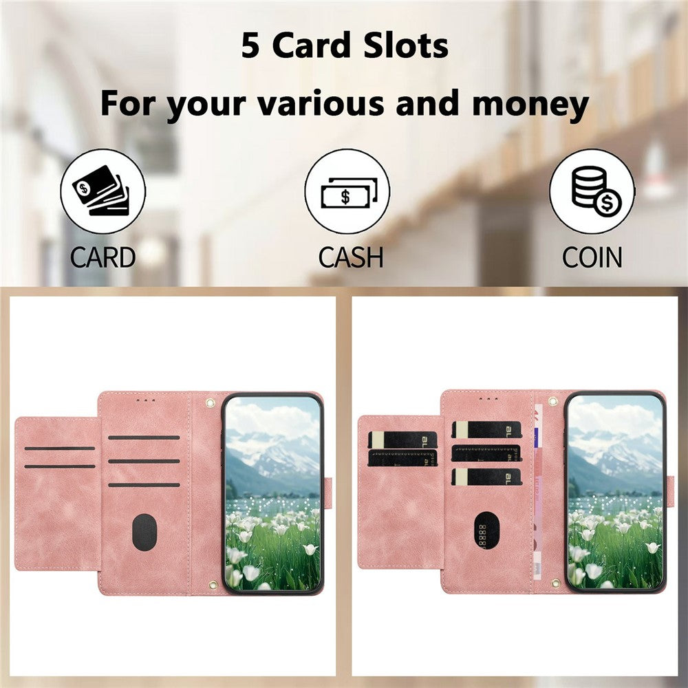 For iPhone 17e Case Tulip Leather Phone Cover with 5 Card Slots Wallet