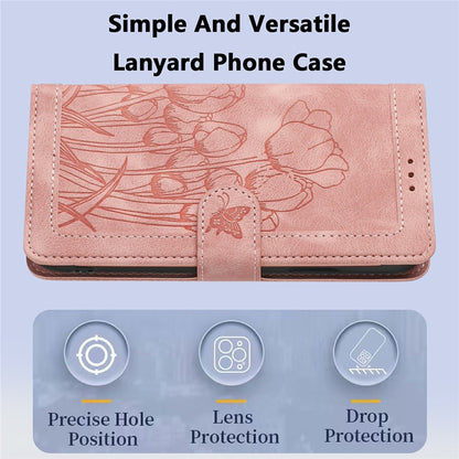 For iPhone 17e Case Tulip Leather Phone Cover with 5 Card Slots Wallet