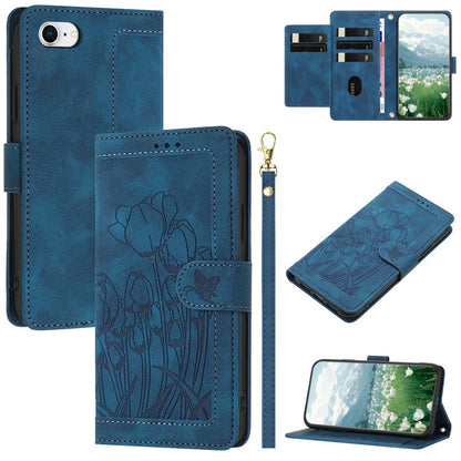 For iPhone 17e Case Tulip Leather Phone Cover with 5 Card Slots Wallet