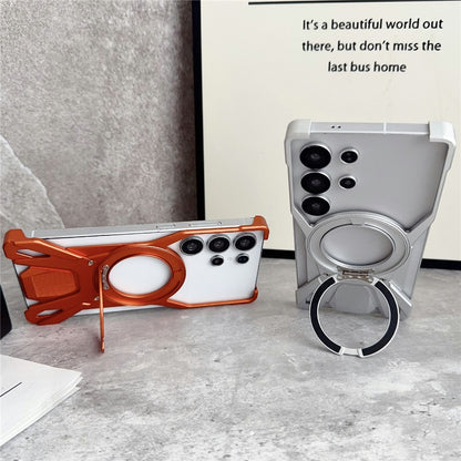 For Samsung Galaxy S26 Ultra Case Racing Car Style Magnetic Ring Kickstand Heat Dissipation Hollow Phone Cover
