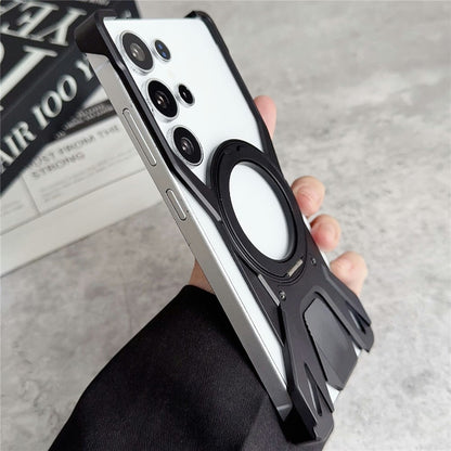 For Samsung Galaxy S26 Ultra Case Racing Car Style Magnetic Ring Kickstand Heat Dissipation Hollow Phone Cover