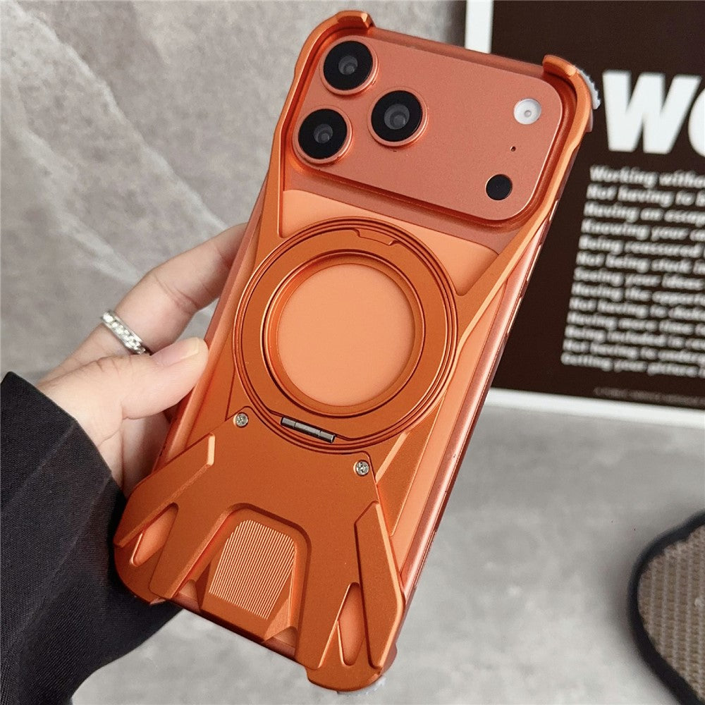 For iPhone 17 Pro Max Case Racing Car Style Magnetic Ring Kickstand Heat Dissipation Hollow Phone Cover