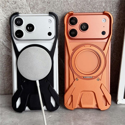 For iPhone 17 Pro Max Case Racing Car Style Magnetic Ring Kickstand Heat Dissipation Hollow Phone Cover