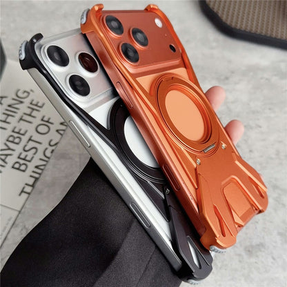 For iPhone 17 Pro Max Case Racing Car Style Magnetic Ring Kickstand Heat Dissipation Hollow Phone Cover