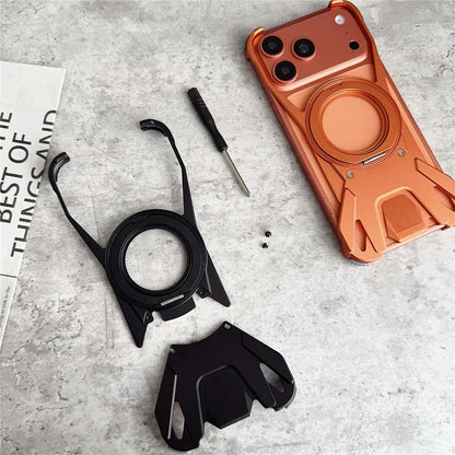 For iPhone 17 Pro Max Case Racing Car Style Magnetic Ring Kickstand Heat Dissipation Hollow Phone Cover