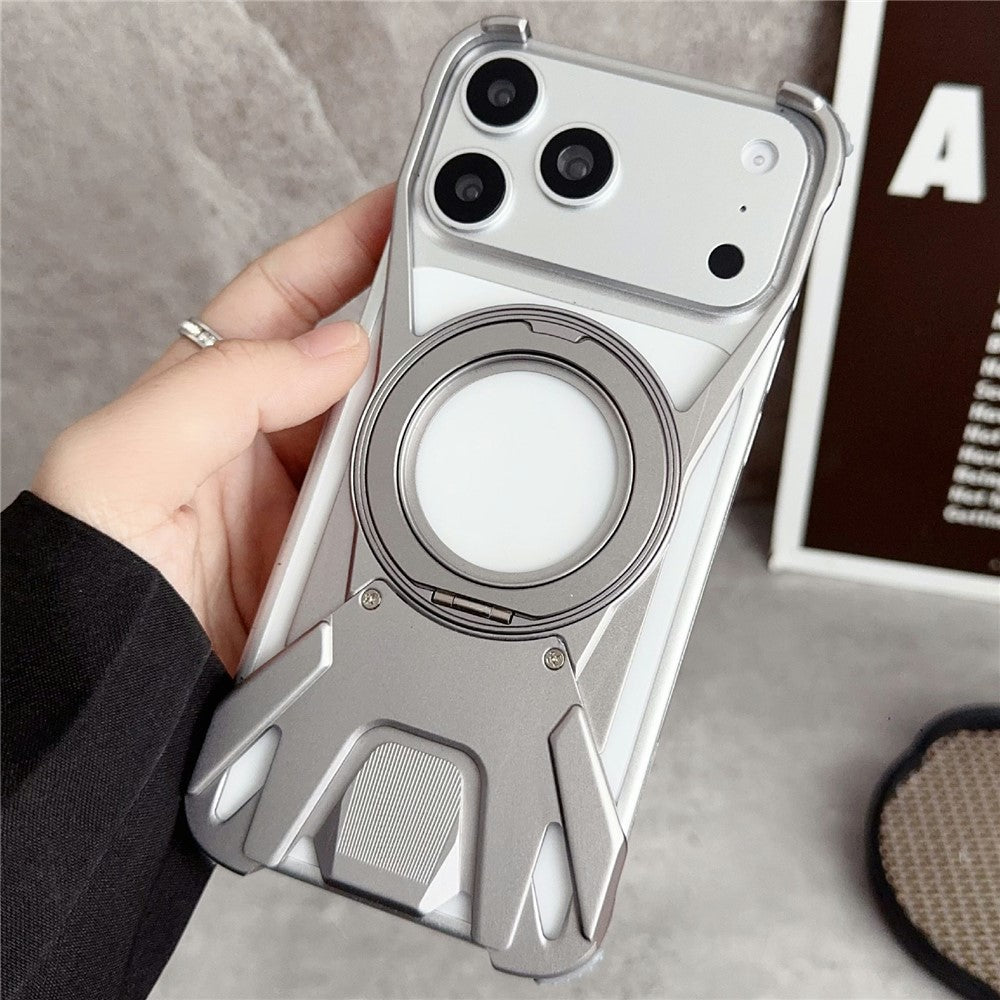 For iPhone 17 Pro Max Case Racing Car Style Magnetic Ring Kickstand Heat Dissipation Hollow Phone Cover