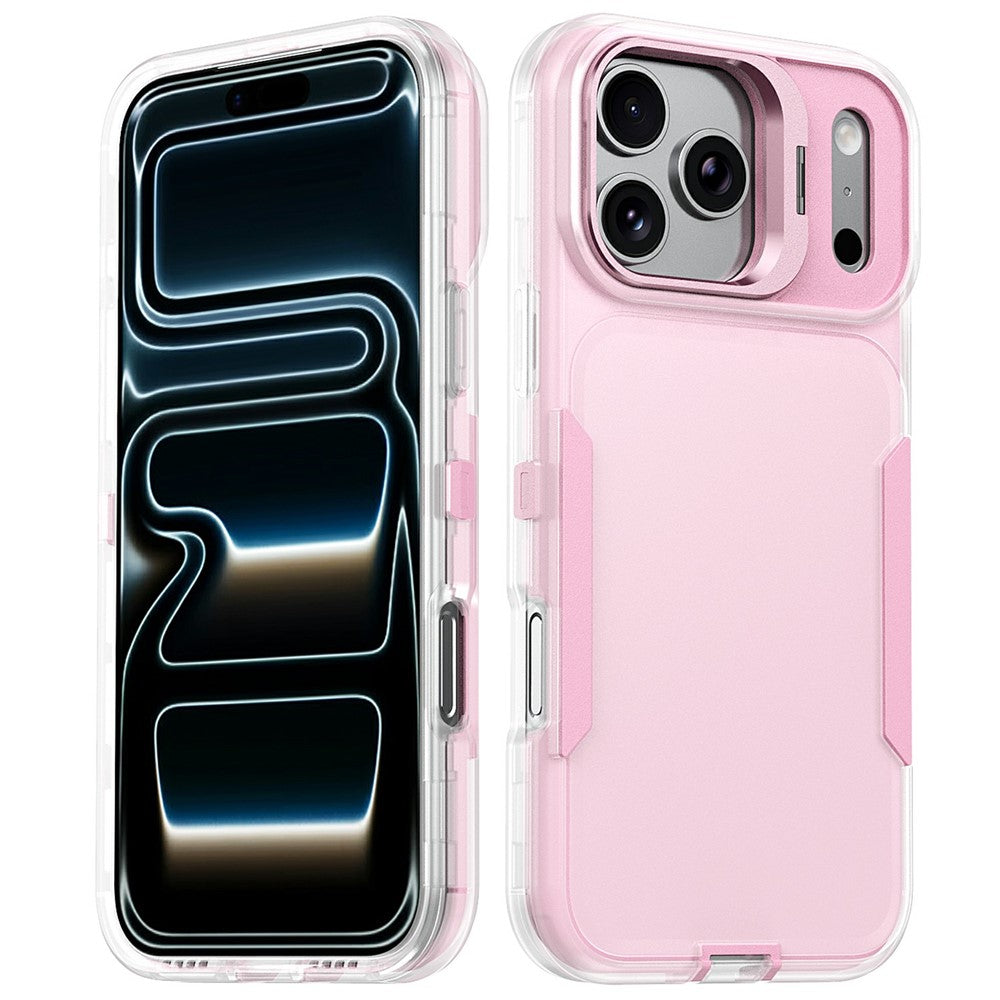 For iPhone 17 Pro Max Case TPU + PC Hybrid Phone Cover with Alloy Lens Frame Kickstand