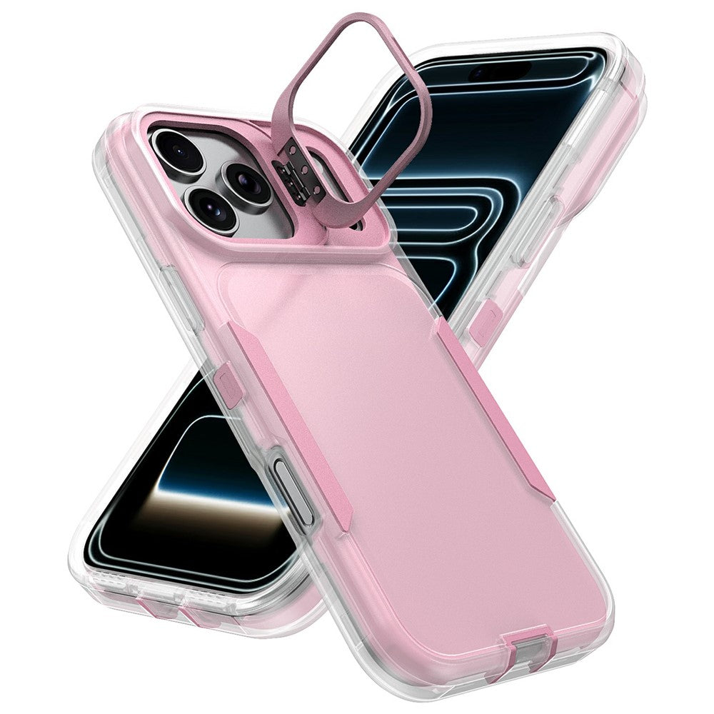 For iPhone 17 Pro Max Case TPU + PC Hybrid Phone Cover with Alloy Lens Frame Kickstand