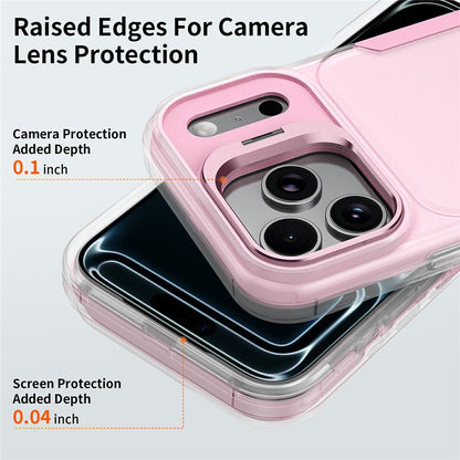 For iPhone 17 Pro Max Case TPU + PC Hybrid Phone Cover with Alloy Lens Frame Kickstand