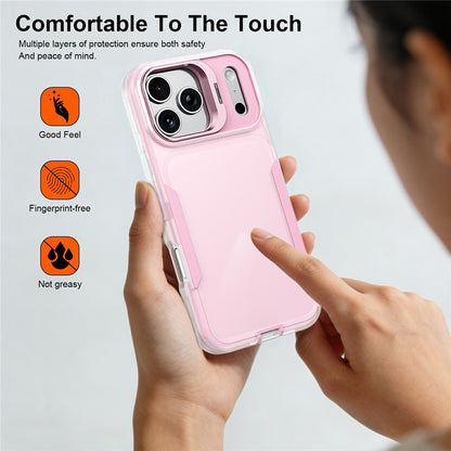 For iPhone 17 Pro Max Case TPU + PC Hybrid Phone Cover with Alloy Lens Frame Kickstand