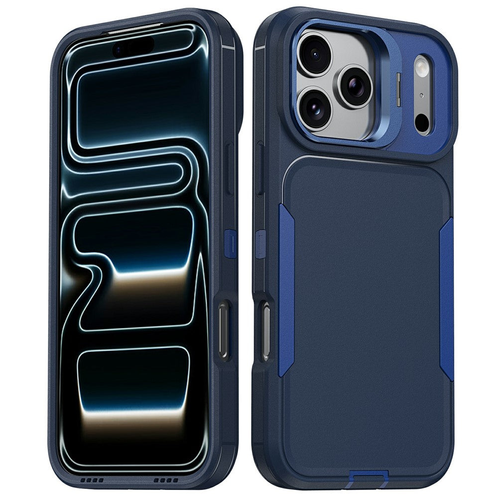 For iPhone 17 Pro Max Case TPU + PC Hybrid Phone Cover with Alloy Lens Frame Kickstand