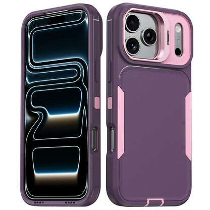 For iPhone 17 Pro Max Case TPU + PC Hybrid Phone Cover with Alloy Lens Frame Kickstand