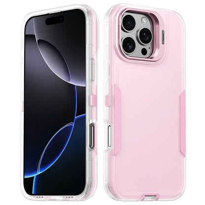 For iPhone 16 Pro Max Case TPU + PC Hybrid Phone Cover with Alloy Lens Frame Kickstand