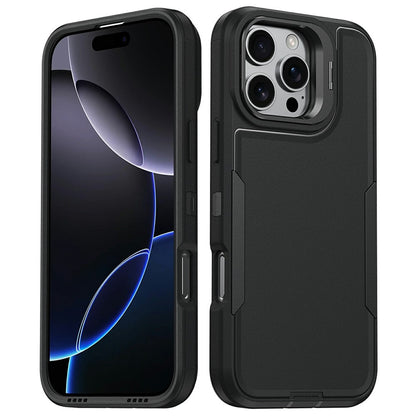 For iPhone 16 Pro Max Case TPU + PC Hybrid Phone Cover with Alloy Lens Frame Kickstand
