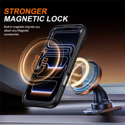 For iPhone 17 Pro Max Magnetic Case Ring Kickstand Slide Camera Cover TPU PC Hybrid Phone Shell