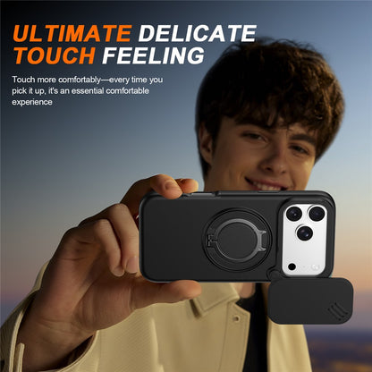 For iPhone 17 Pro Max Magnetic Case Ring Kickstand Slide Camera Cover TPU PC Hybrid Phone Shell
