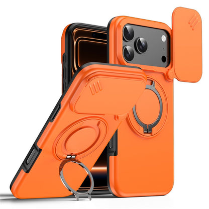 For iPhone 17 Pro Max Magnetic Case Ring Kickstand Slide Camera Cover TPU PC Hybrid Phone Shell