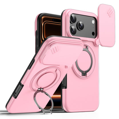 For iPhone 17 Pro Max Magnetic Case Ring Kickstand Slide Camera Cover TPU PC Hybrid Phone Shell