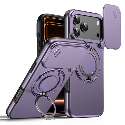 For iPhone 17 Pro Max Magnetic Case Ring Kickstand Slide Camera Cover TPU PC Hybrid Phone Shell