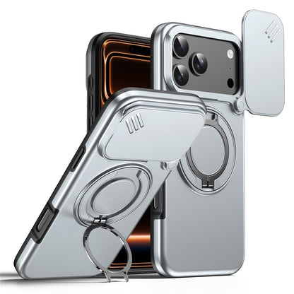 For iPhone 17 Pro Max Magnetic Case Ring Kickstand Slide Camera Cover TPU PC Hybrid Phone Shell