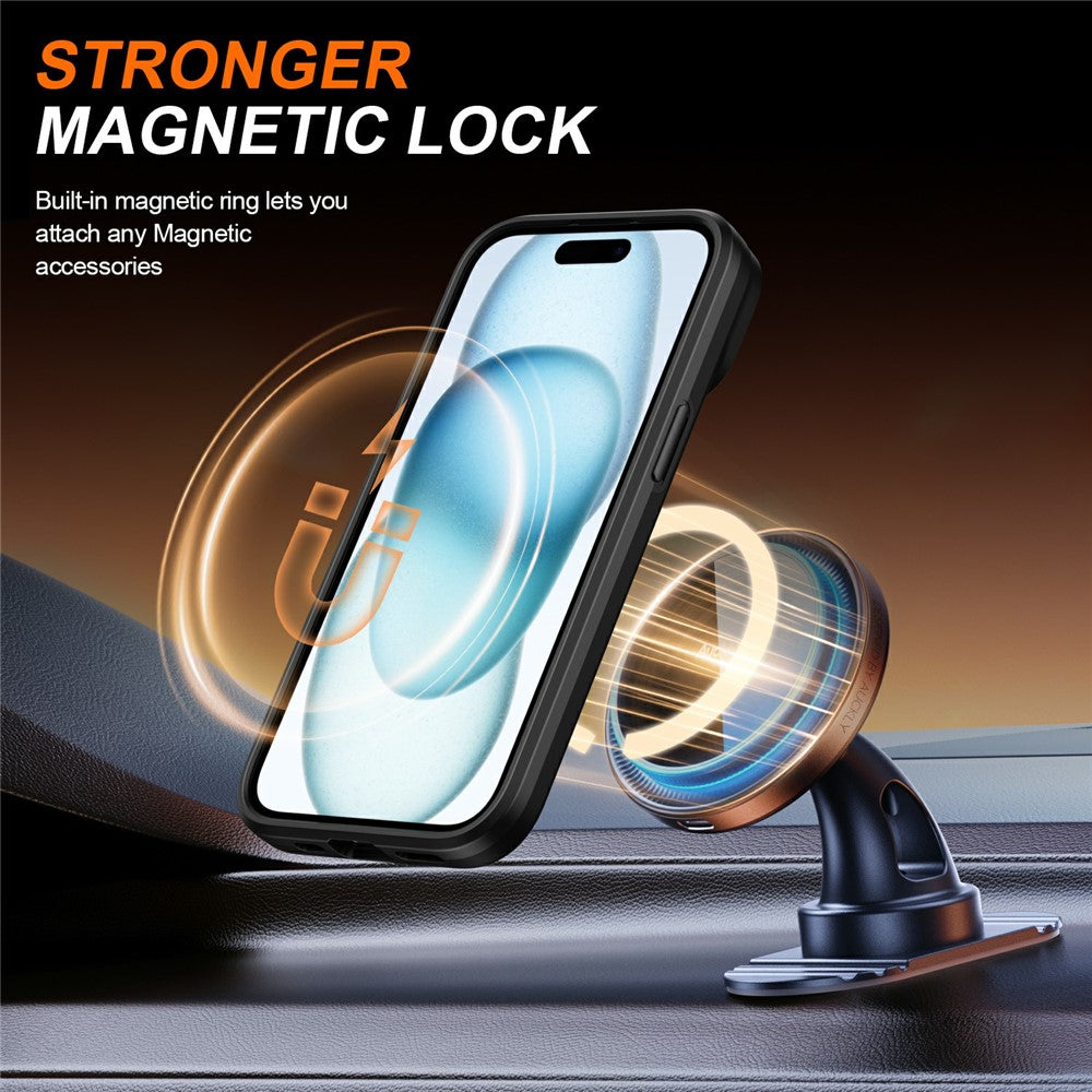 Magnetic Case For iPhone 15 Plus  /  14 Plus Ring Kickstand Slide Camera Cover TPU PC Hybrid Phone Shell