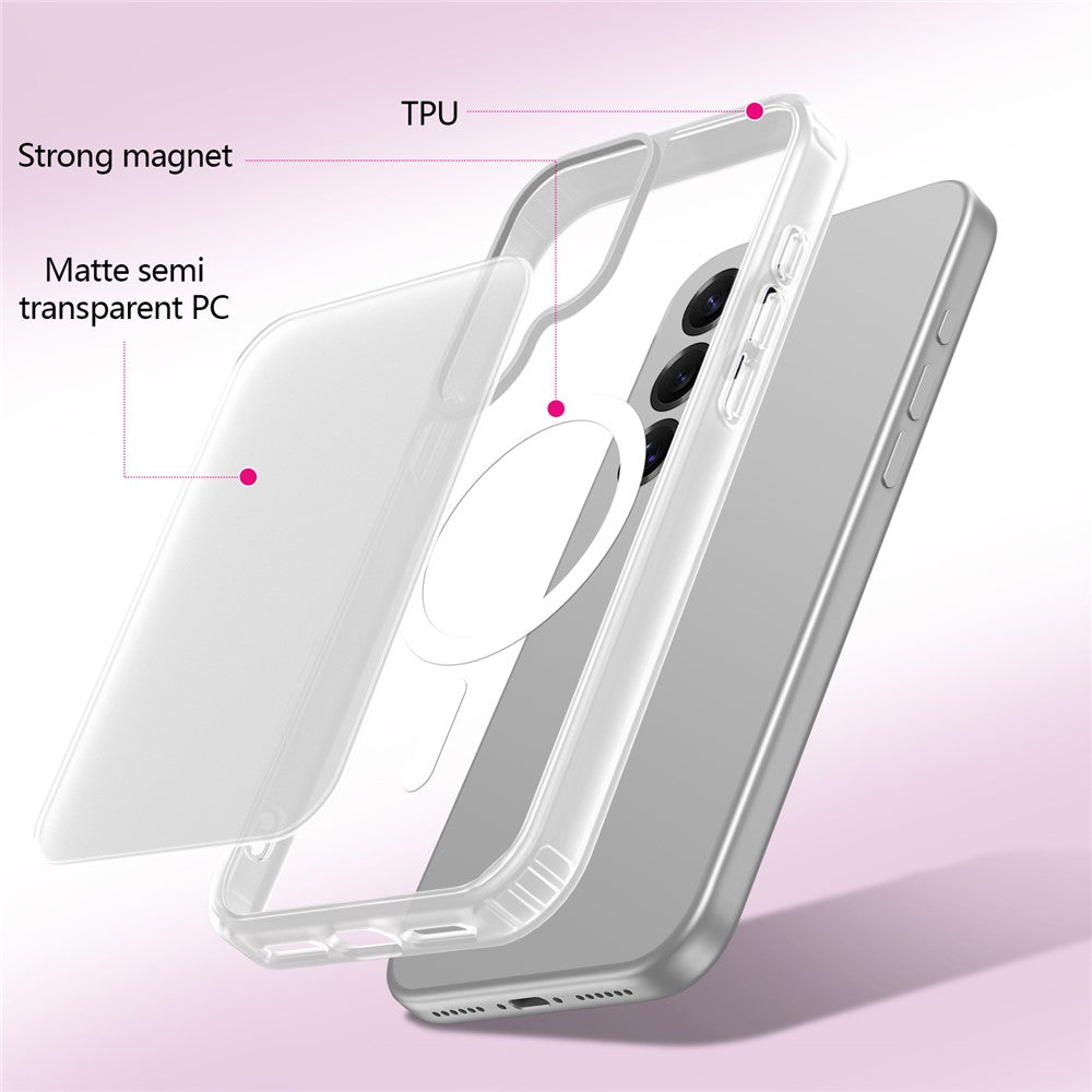 For Samsung Galaxy S25 Ultra Magnetic Case Skin Touch TPU + PC 2.0mm Thickness Anti-drop Phone Cover