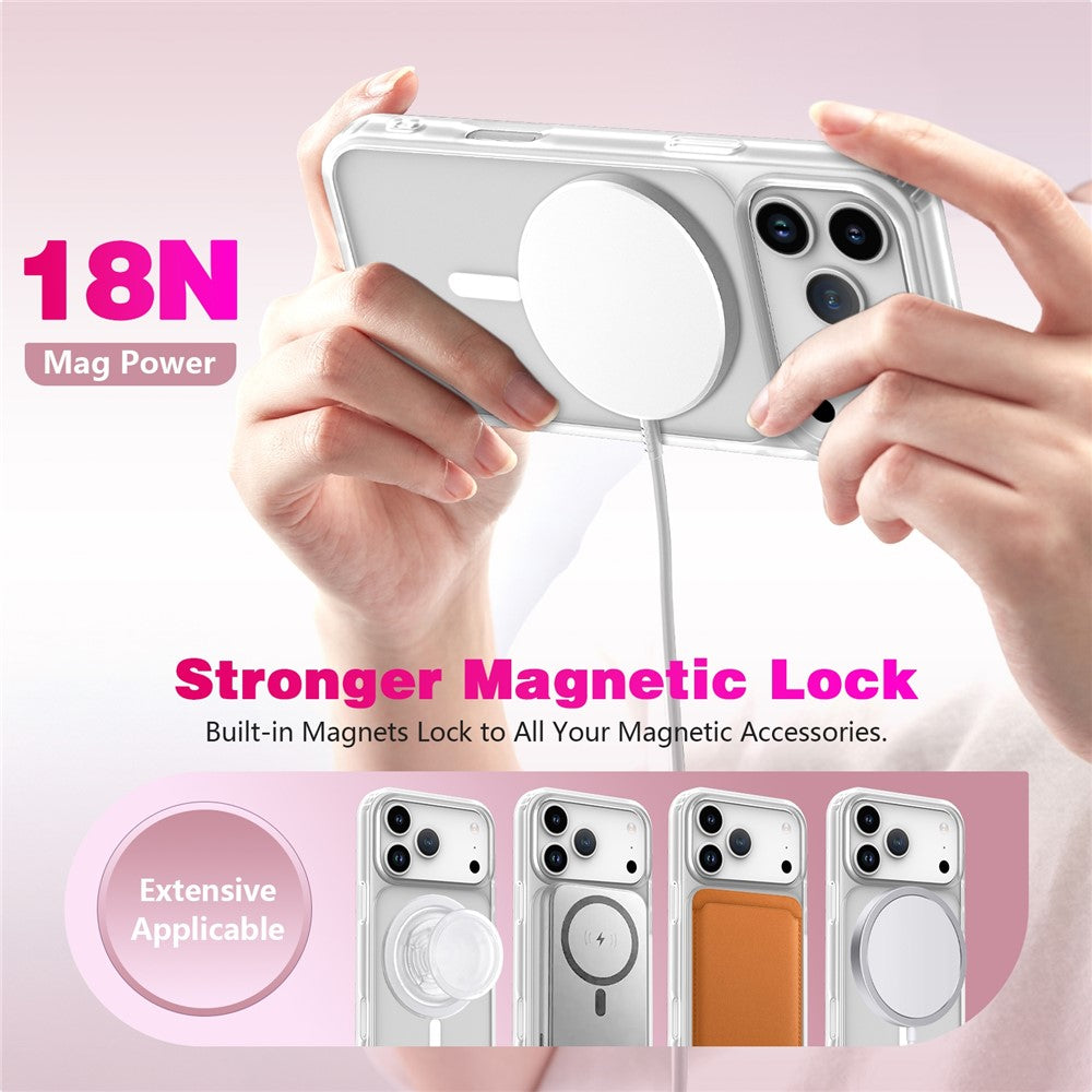 For iPhone 17 Pro Magnetic Case Skin Touch TPU + PC 2.0mm Thickness Anti-drop Phone Cover