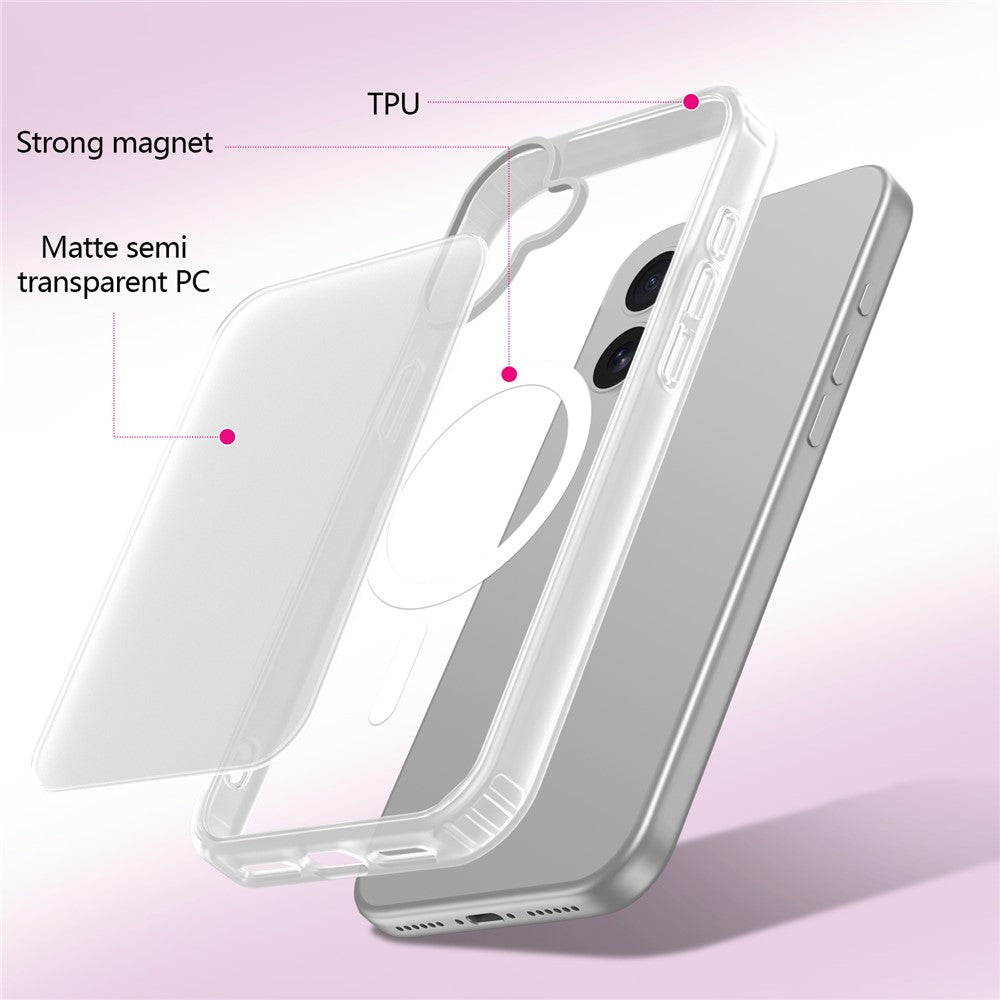 For iPhone 17 Magnetic Case Skin Touch TPU + PC 2.0mm Thickness Anti-drop Phone Cover