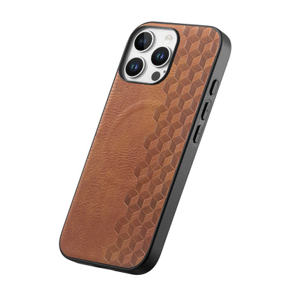 For iPhone 16 Pro / iPhone 16 Pro Max Magnetic Phone Case with Grid Pattern Protective PU Leather + PC Cover