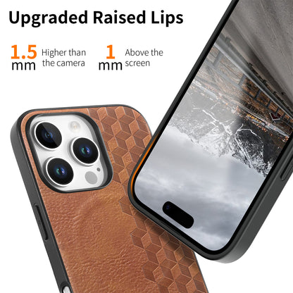 For iPhone 16 Pro / iPhone 16 Pro Max Magnetic Phone Case with Grid Pattern Protective PU Leather + PC Cover