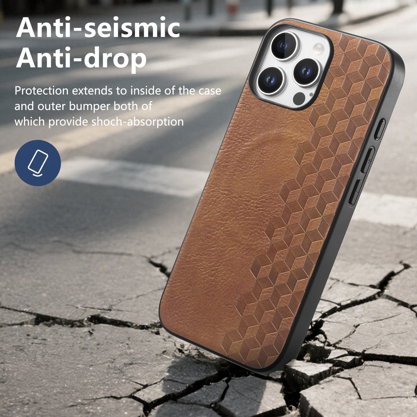 For iPhone 16 Pro / iPhone 16 Pro Max Magnetic Phone Case with Grid Pattern Protective PU Leather + PC Cover