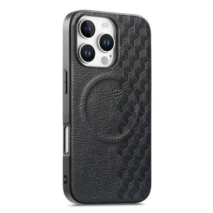 For iPhone 16 Pro / iPhone 16 Pro Max Magnetic Phone Case with Grid Pattern Protective PU Leather + PC Cover