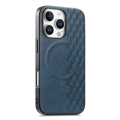 For iPhone 16 Pro / iPhone 16 Pro Max Magnetic Phone Case with Grid Pattern Protective PU Leather + PC Cover