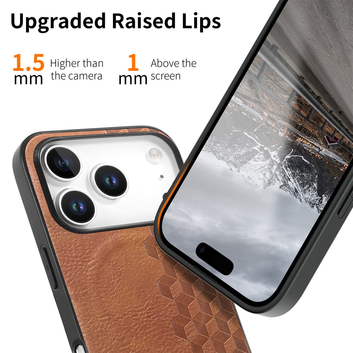 For iPhone 17 Pro Magnetic Phone Case with Grid Pattern Protective PU Leather + PC Cover