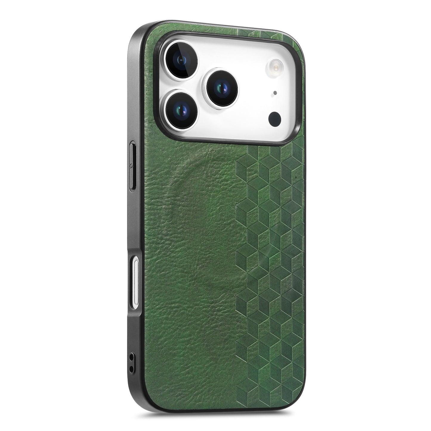 For iPhone 17 Pro Magnetic Phone Case with Grid Pattern Protective PU Leather + PC Cover