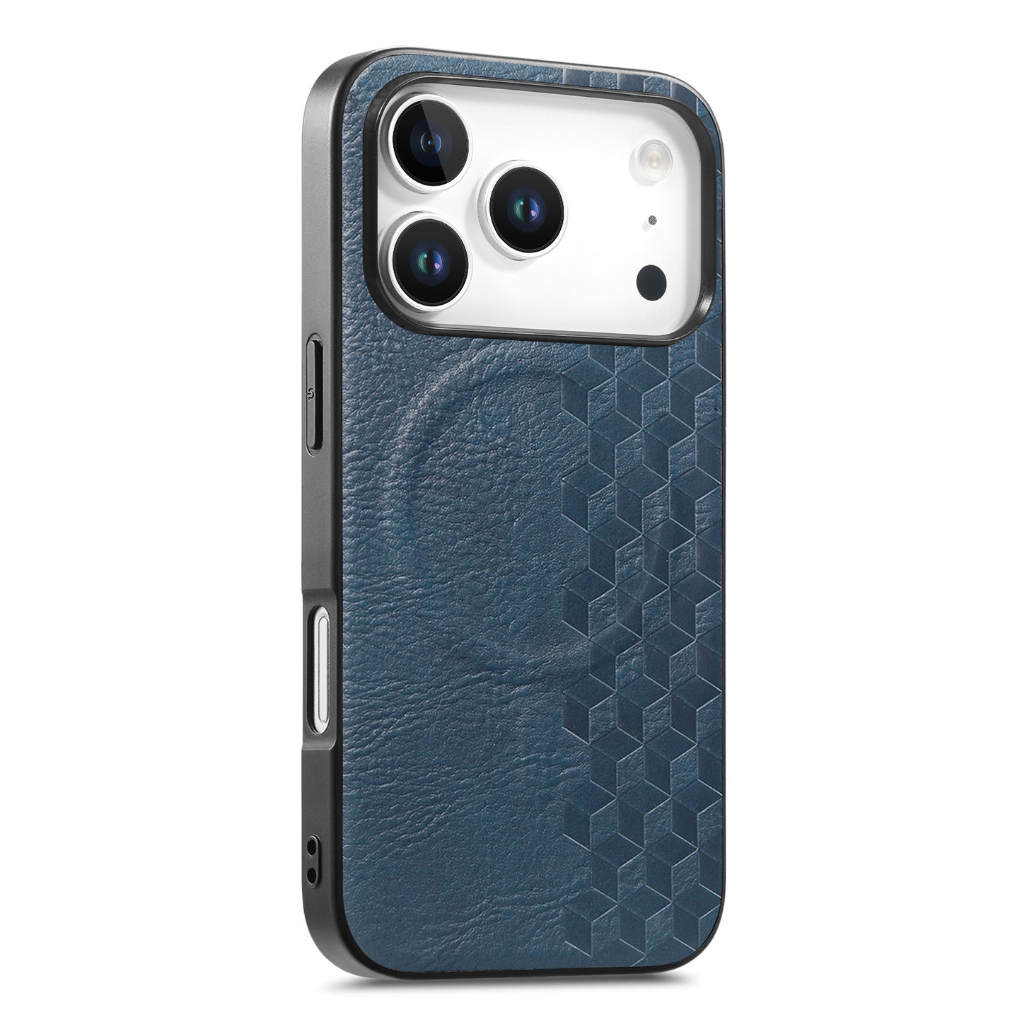 For iPhone 17 Pro Magnetic Phone Case with Grid Pattern Protective PU Leather + PC Cover