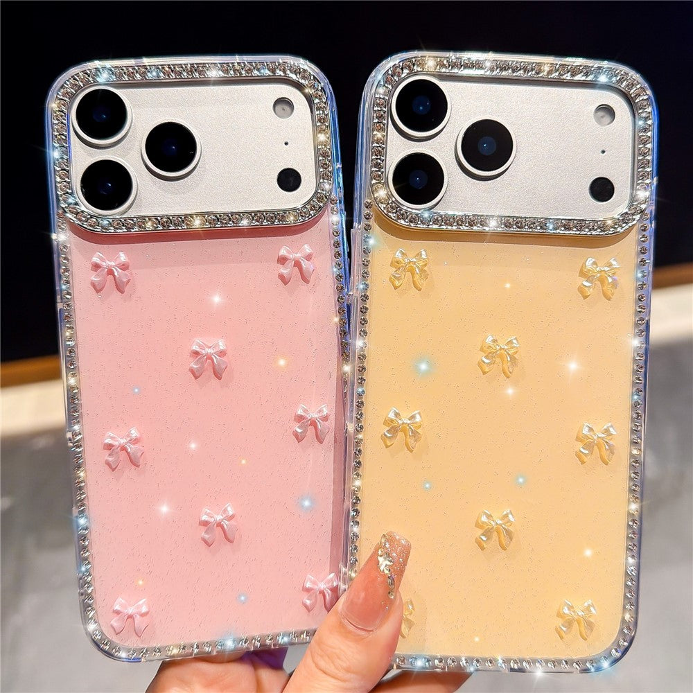 For iPhone 17 Pro Case Rhinestone Aurora Butterfly Bow Glitter TPU + PC IMD Phone Cover