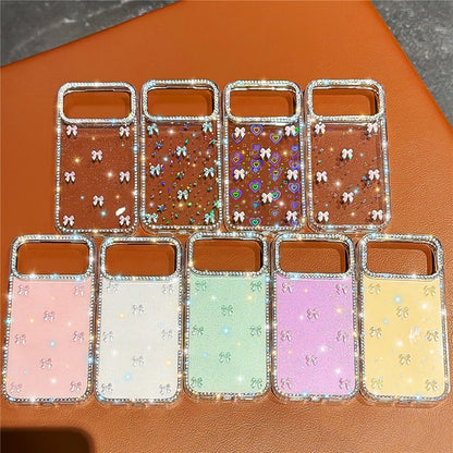 For iPhone 17 Pro Case Rhinestone Aurora Butterfly Bow Glitter TPU + PC IMD Phone Cover
