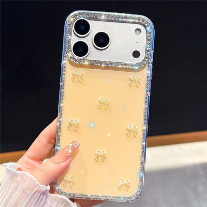 For iPhone 17 Pro Case Rhinestone Aurora Butterfly Bow Glitter TPU + PC IMD Phone Cover