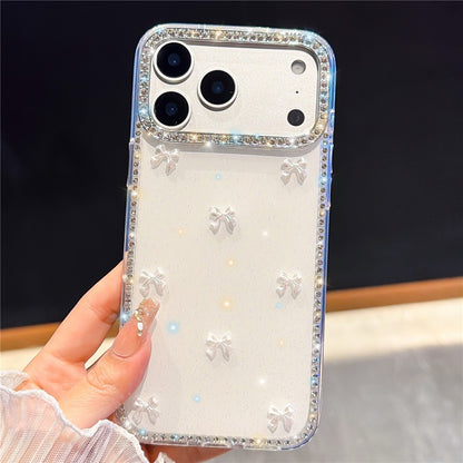For iPhone 17 Pro Case Rhinestone Aurora Butterfly Bow Glitter TPU + PC IMD Phone Cover
