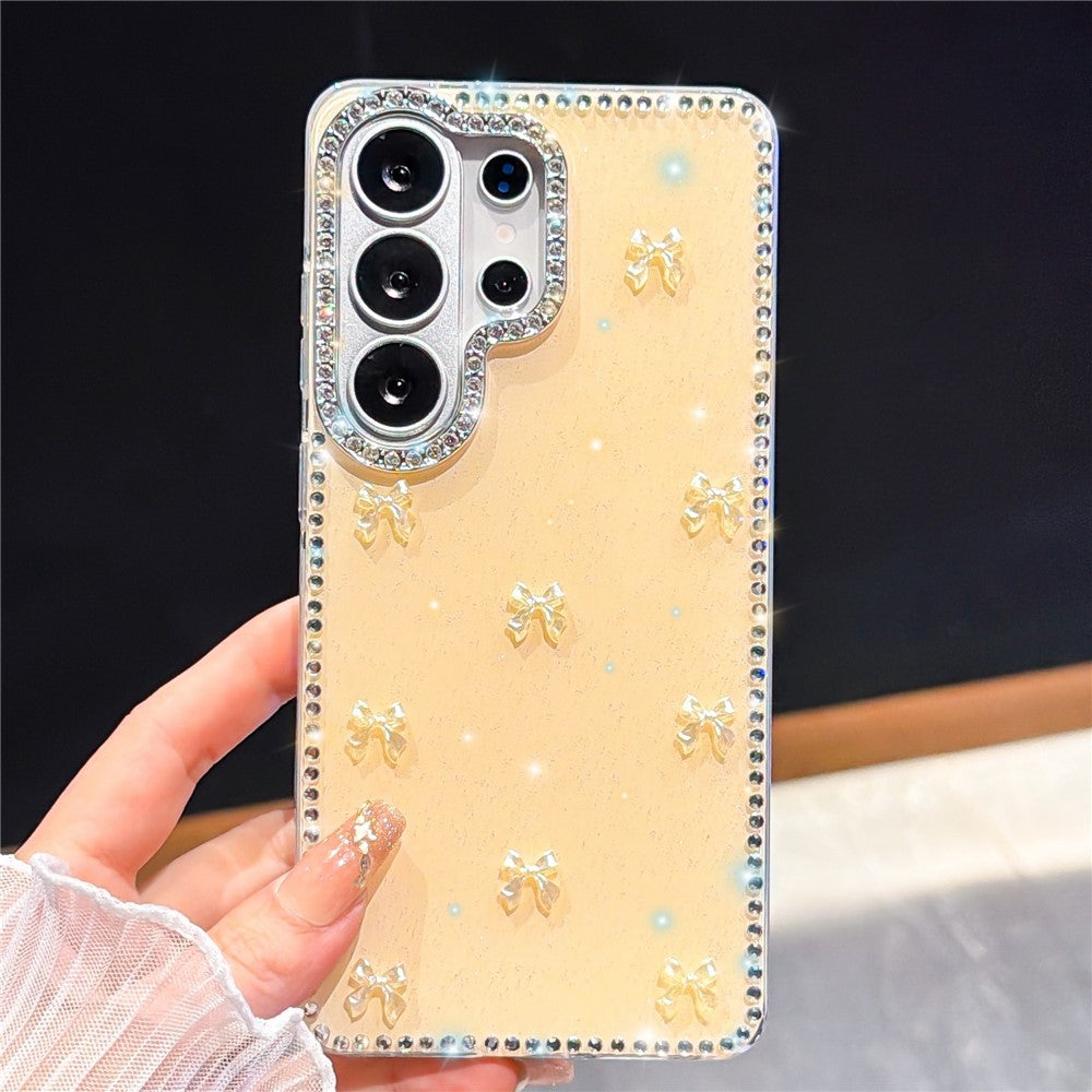 For Samsung Galaxy S26 Ultra Case Rhinestone Aurora Butterfly Bow Glitter TPU + PC IMD Phone Cover